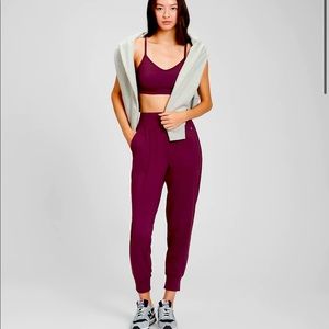Maroon high rise joggers from Gap